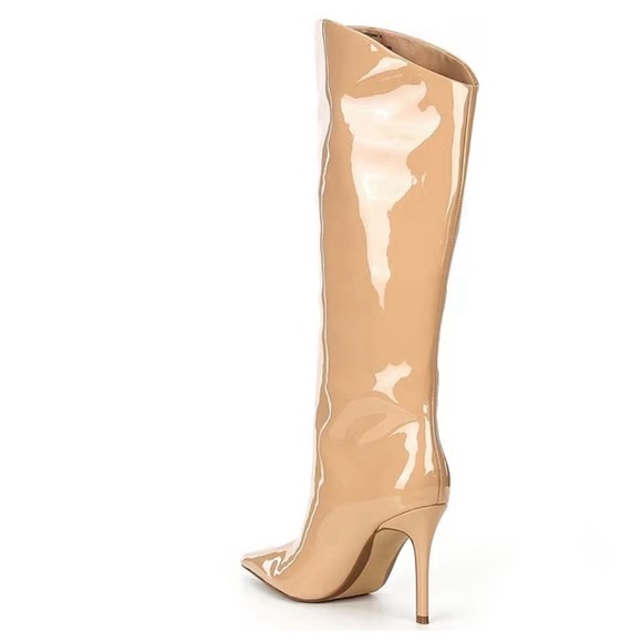 Sarina Patent Pointed Toe Stiletto Boots - Picture 3 of 7